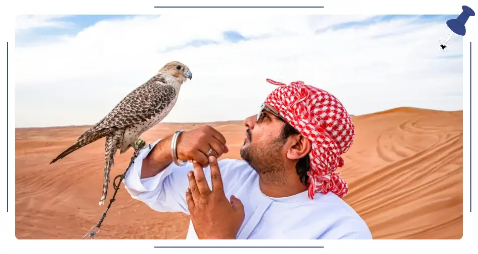Arab z sokołem na ramieniu